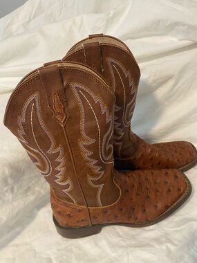 Roper big kids size 4 faux ostrich cowboy boots boys